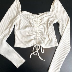 Forever 21 Long Sleeved White Crop Top